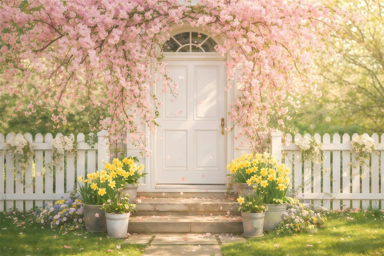Cherry Blossom Backdrop Cherry Arch White Garden Door Floral Backdrop UK LXX61-177