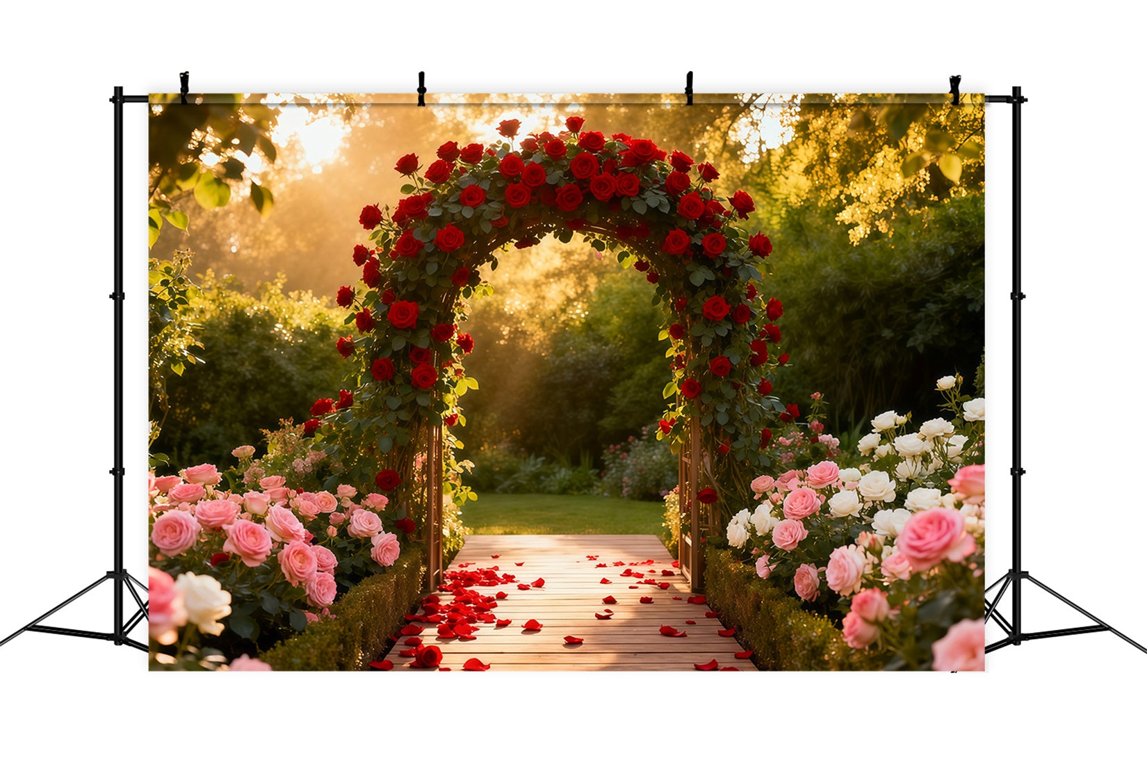 Flower Garden Backdrop Rose Garden Archway Glow Floral Photography Backdrop UK LXX61-187