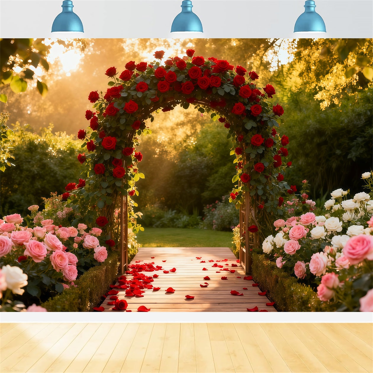 Flower Garden Backdrop Rose Garden Archway Glow Floral Photography Backdrop UK LXX61-187