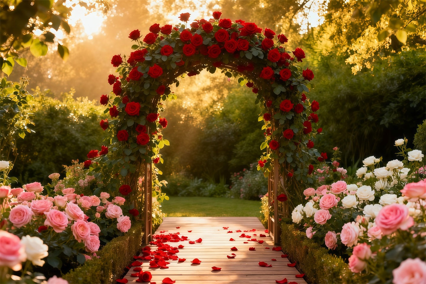 Flower Garden Backdrop Rose Garden Archway Glow Floral Photography Backdrop UK LXX61-187