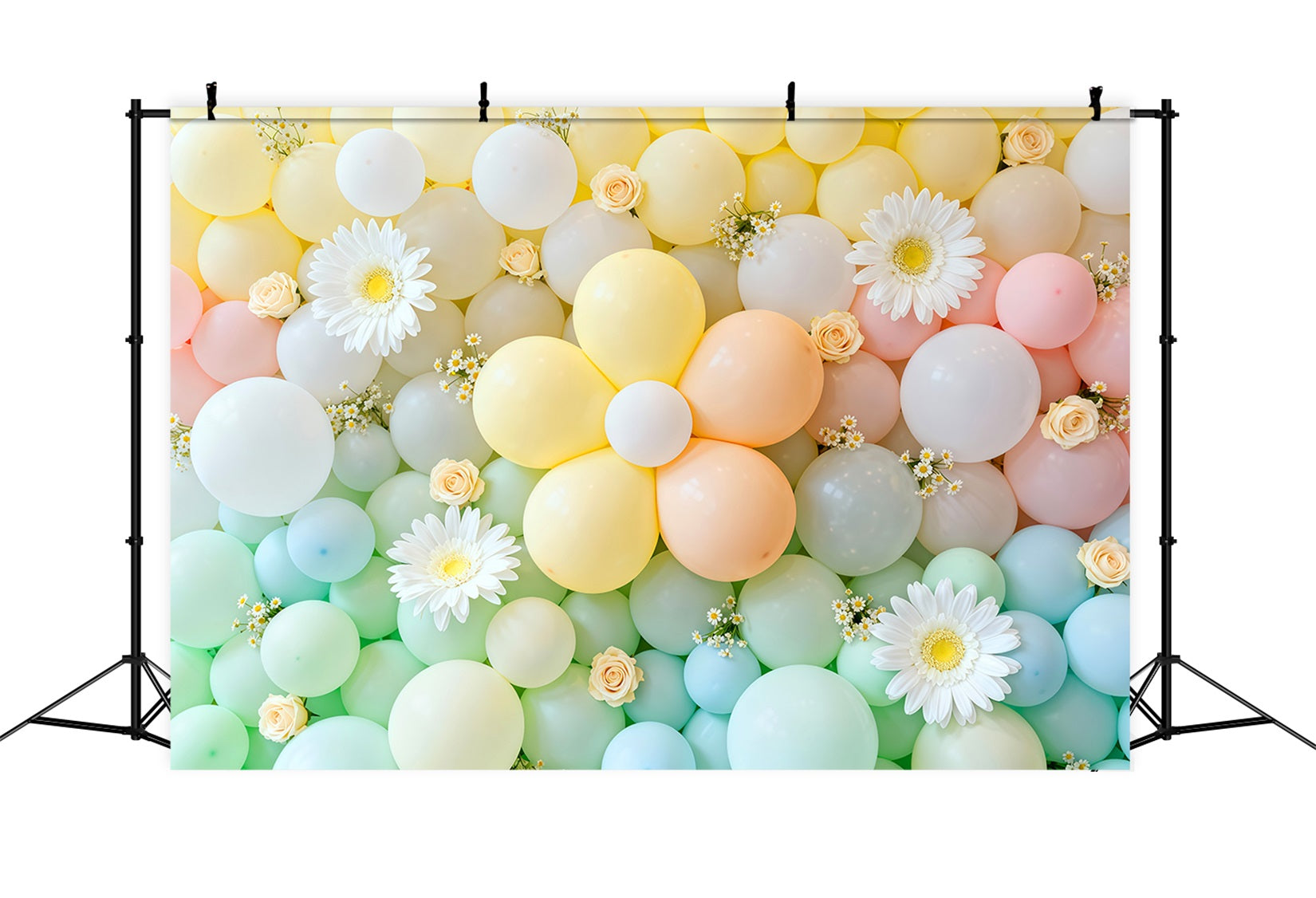 Daisy Backdrop Flowers Pastel Balloon Wall Floral Garland Backdrop UK LXX61-197