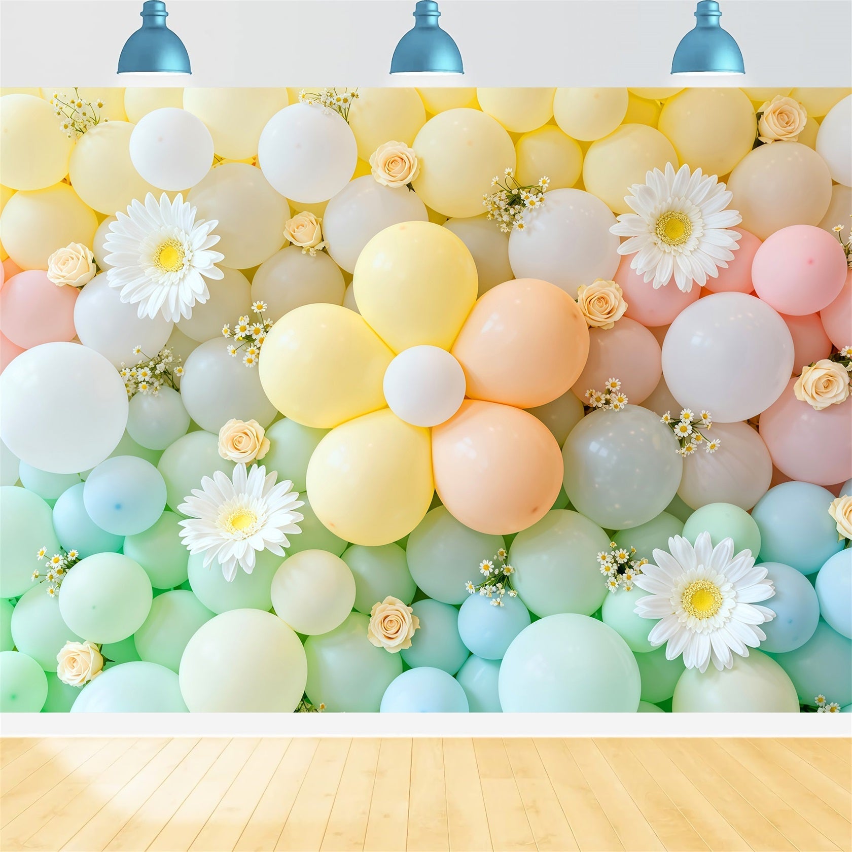 Daisy Backdrop Flowers Pastel Balloon Wall Floral Garland Backdrop UK LXX61-197