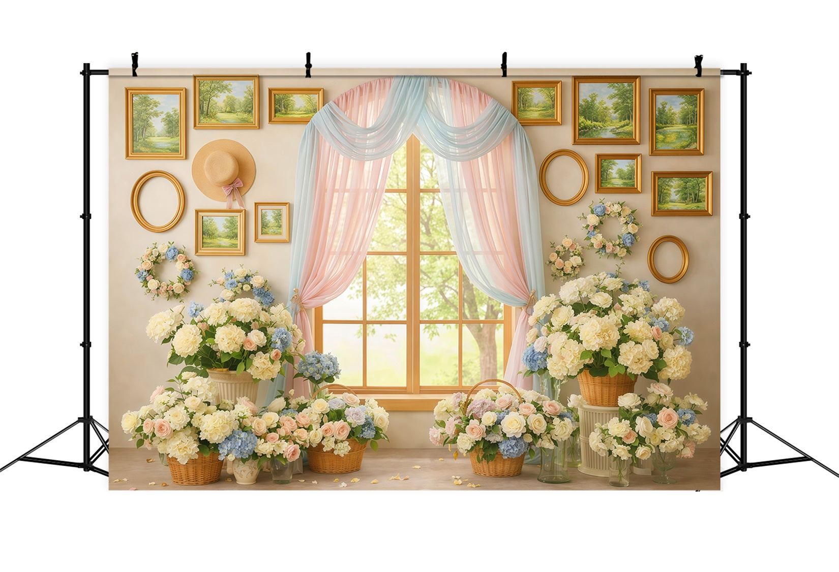 Spring Floral Backdrop Window Pastel Curtain Gallery Floral Backdrop Design UK LXX61-199