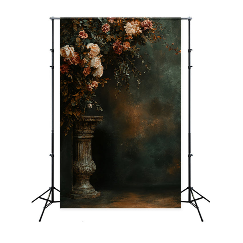 Portrait Backdrops Vintage Floral Pedestal Backdrops For Family Portraits UK LXX61-2