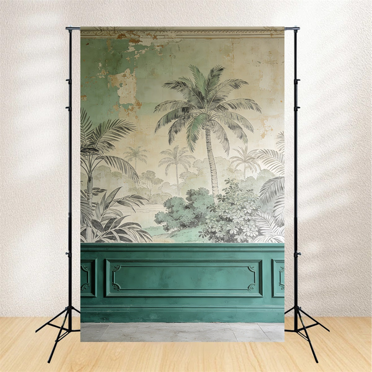 Portrait Backdrop Ideas Vintage Palm Mural Elegance Family Portrait Backdrop UK LXX61-21