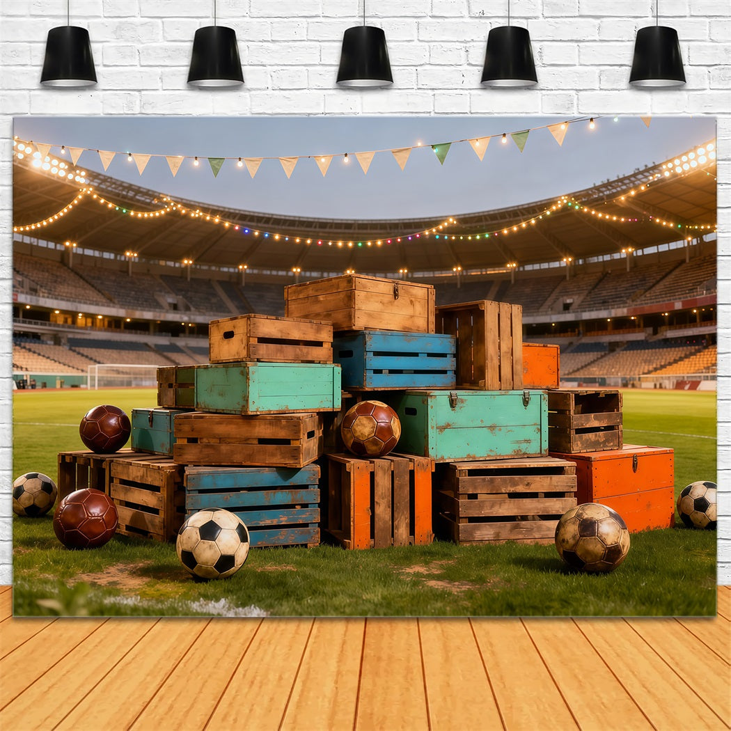 Soccer Photography Backdrop Vintage Crate Field Night Sports Theme Backdrop UK LXX61-217