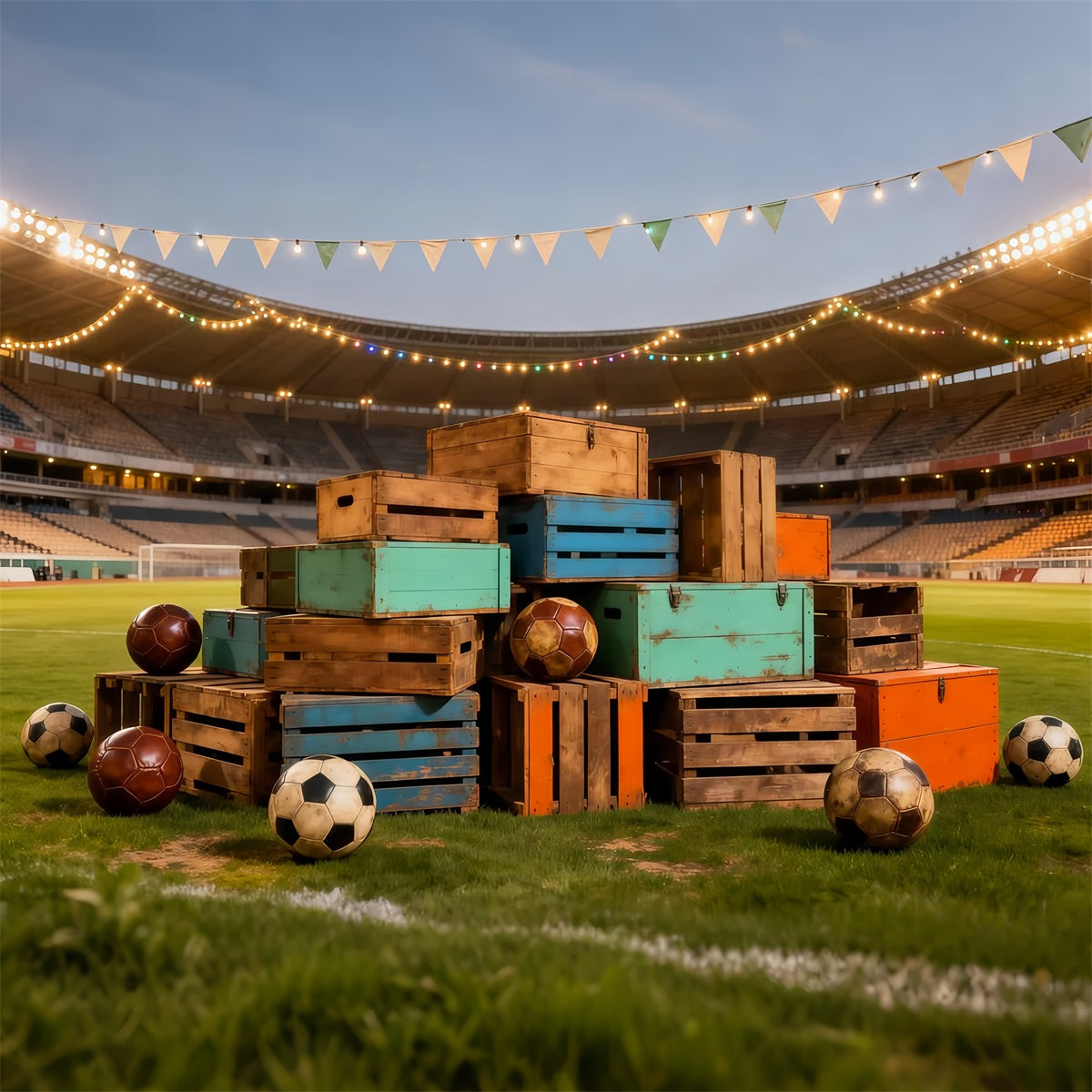 Soccer Photography Backdrop Vintage Crate Field Night Sports Theme Backdrop UK LXX61-217