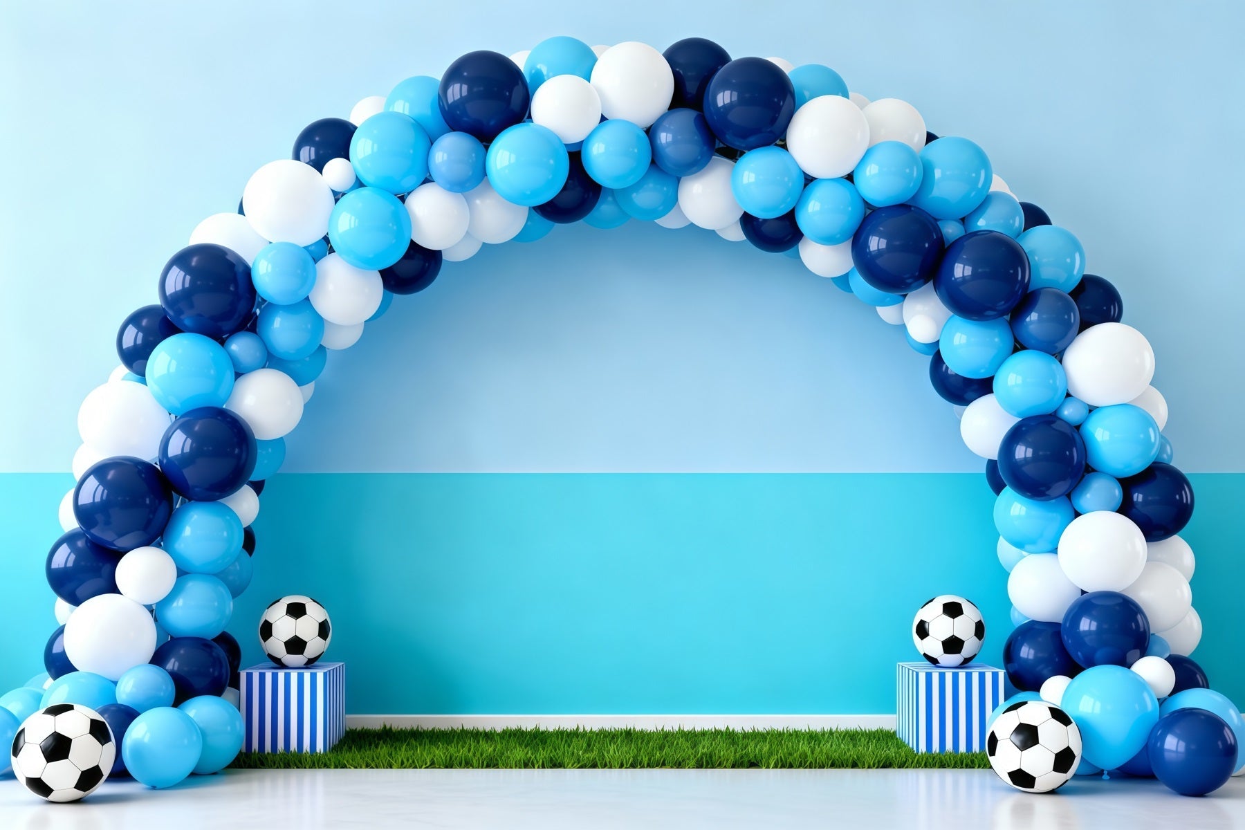 Soccer Photo Backdrop Blue Balloon Goal Arch Sports Backdrops For Photography UK LXX61-218