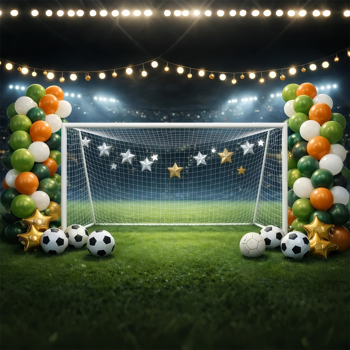 Soccer Stadium Backdrop Star Goal Championship Sports Photography Backdrop UK LXX61-219