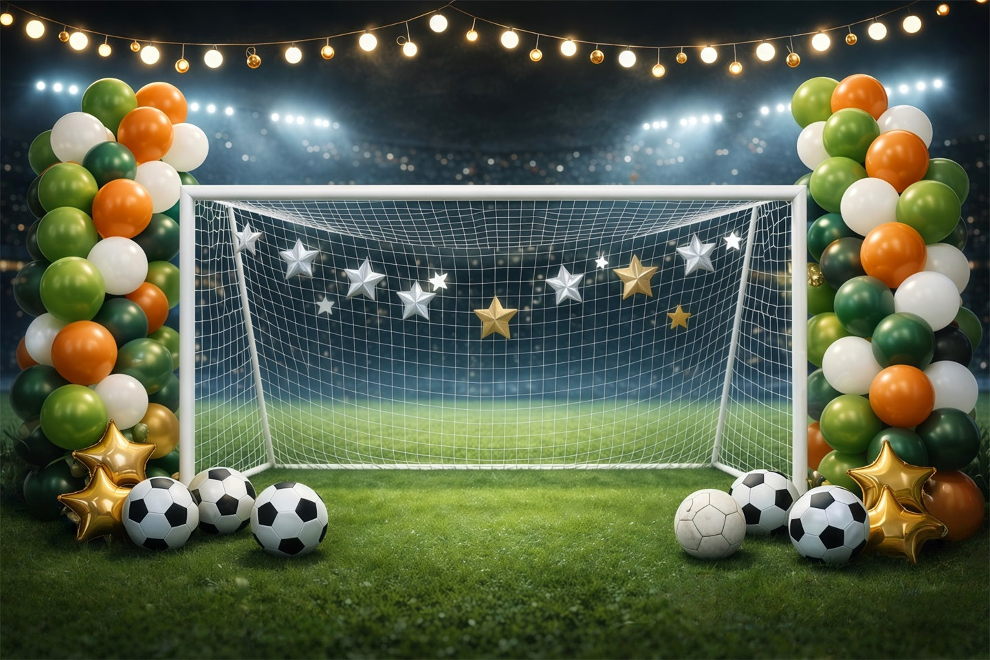 Soccer Stadium Backdrop Star Goal Championship Sports Photography Backdrop UK LXX61-219