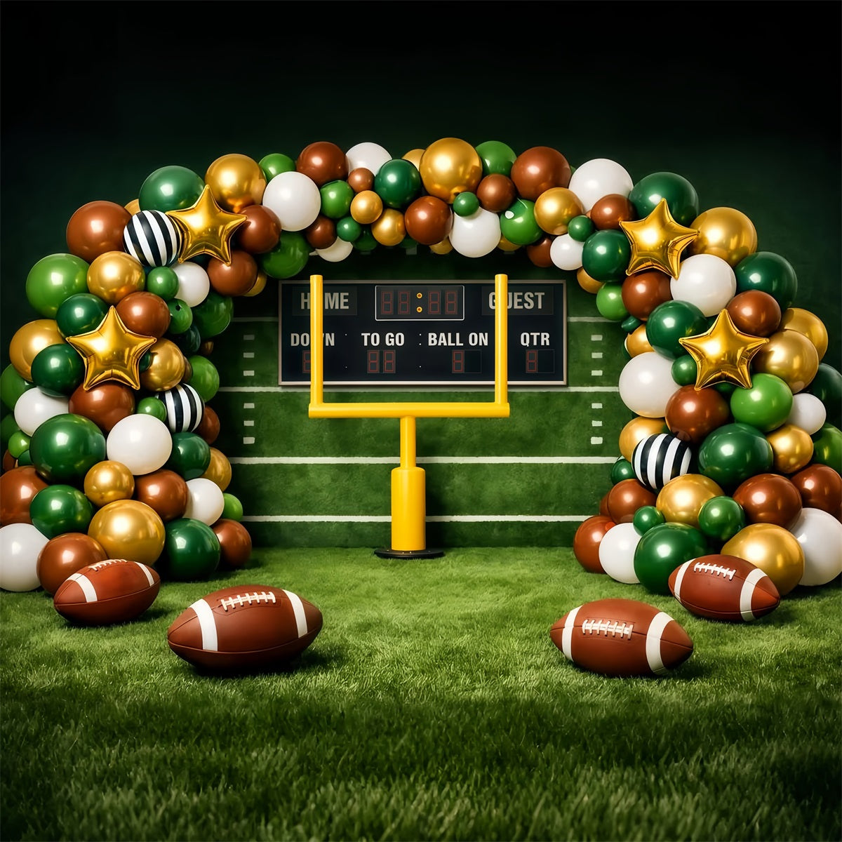 Football Backdrop Scoreboard Balloon Arch Celebration Sports Photo Backdrop UK LXX61-223