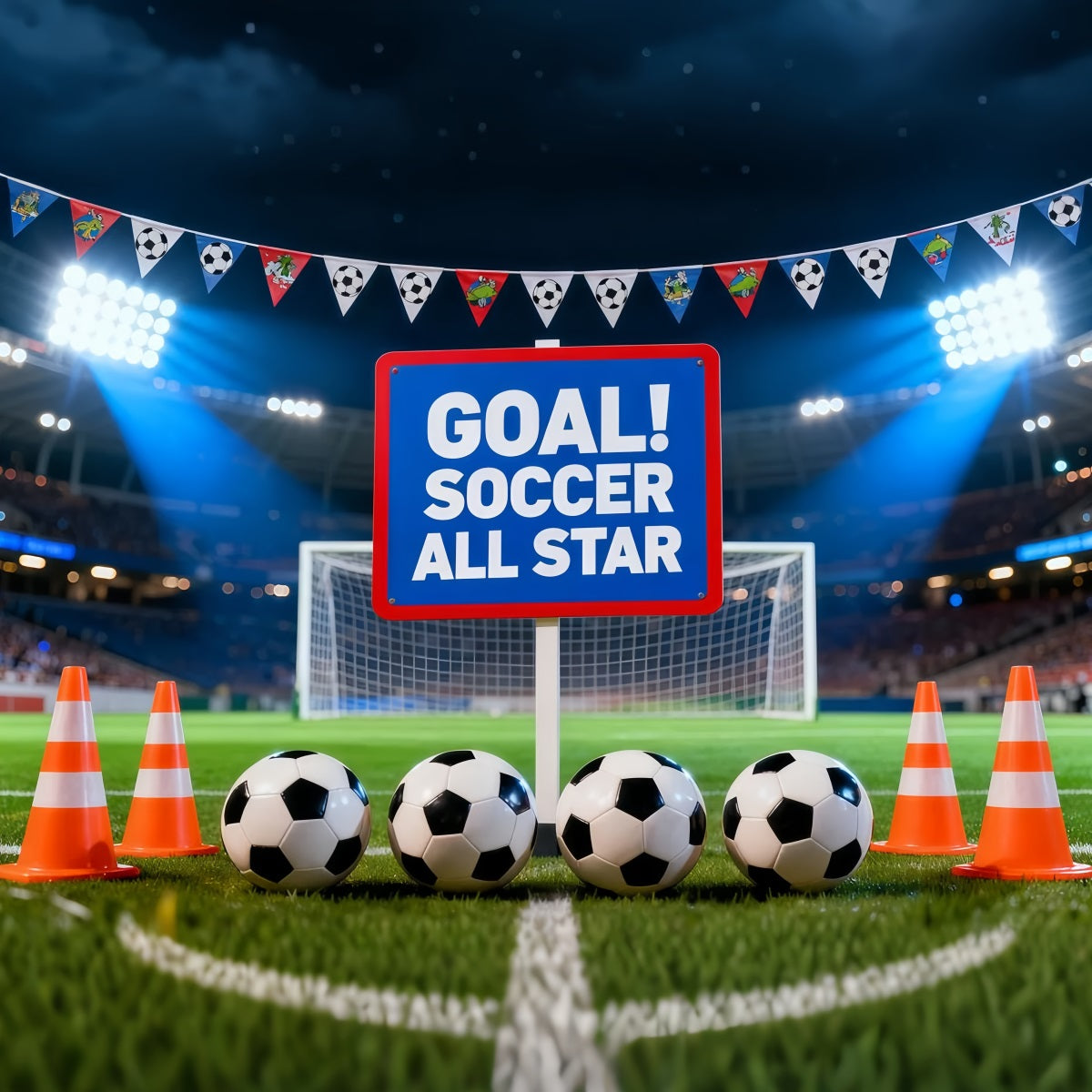 Soccer Stadium Backdrop Goal Celebration Training Field Sports Theme Backdrop UK LXX61-224
