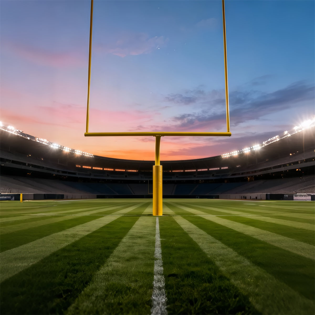 Football Field Photo Backdrop Sunset Stadium Upright Posts Sports Backdrops UK LXX61-233