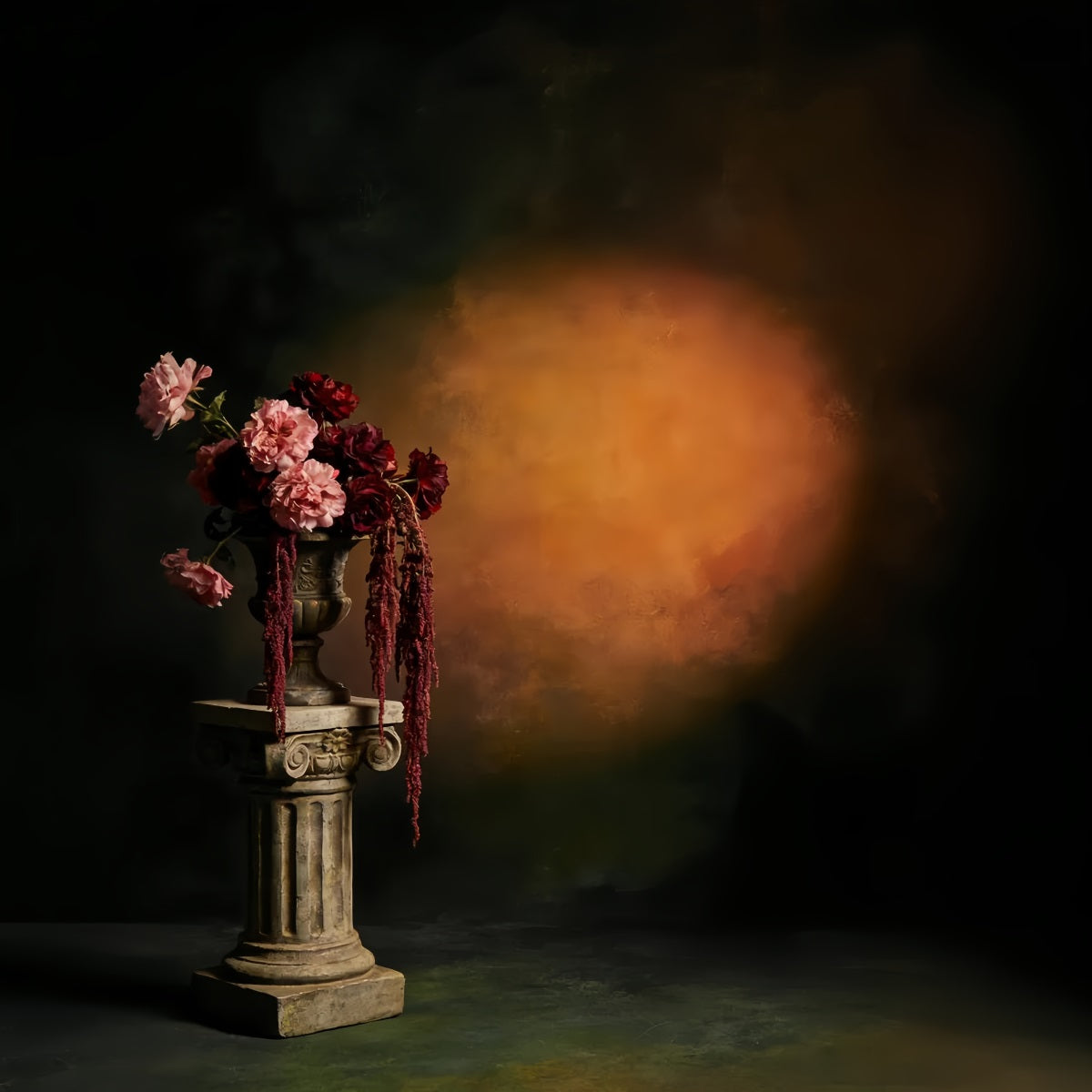 Portrait Backdrop Moody Amber Shadow Flower Professional Portrait Backdrops UK LXX61-3