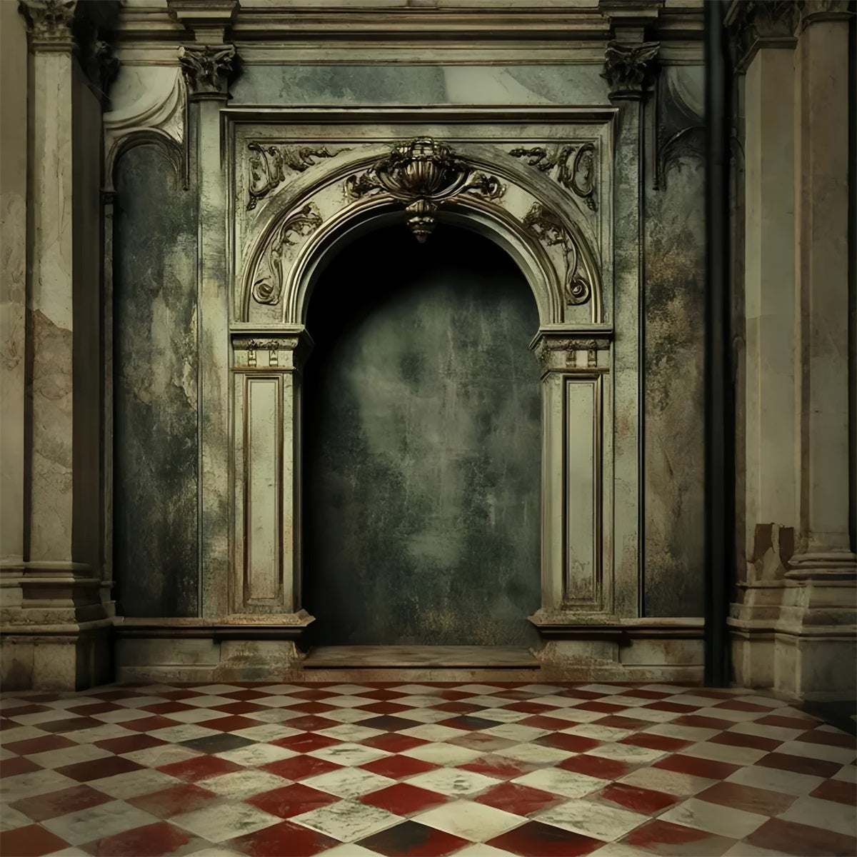 Portrait Photo Backdrop Baroque Archway Marble Interior Vintage Backdrop UK LXX61-30