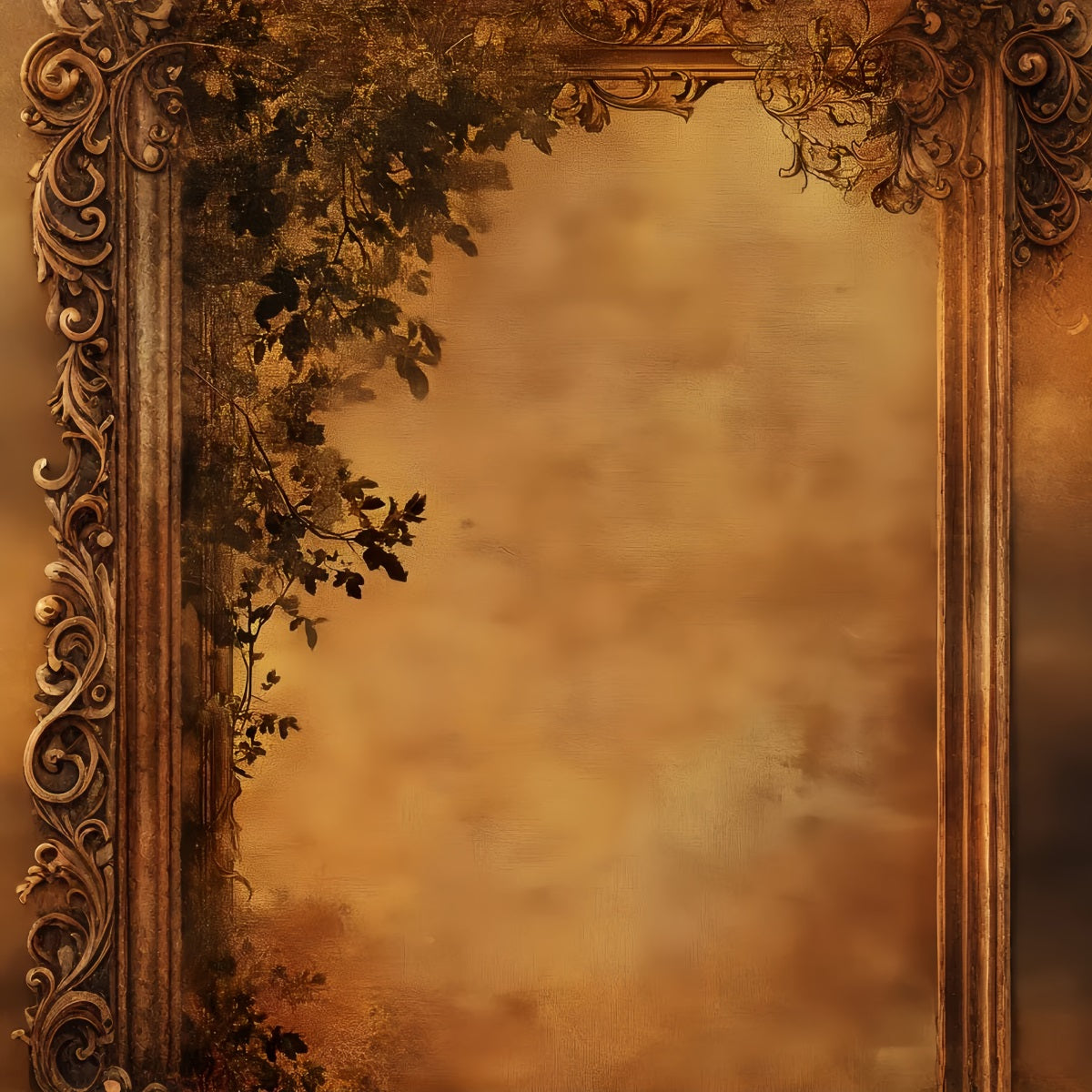 Portrait Photo Backdrops Antique Sepia Botanical Border Family Portrait Backdrop UK LXX61-31