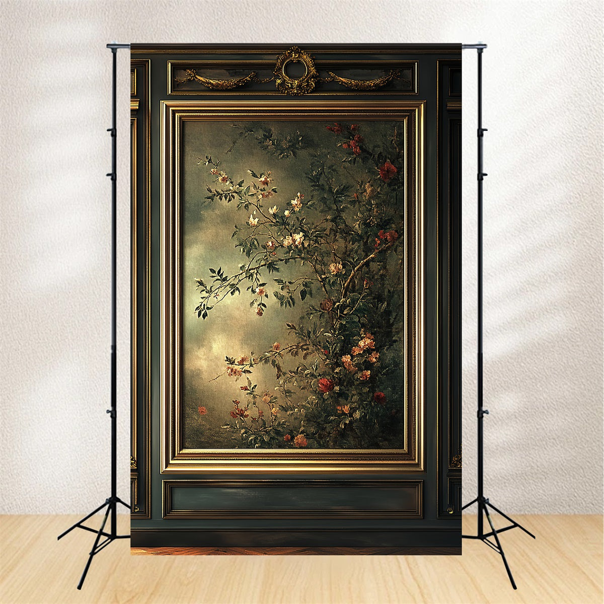Family Portrait Backdrop Classic Framed Floral Painting Studio Portrait Backdrops UK LXX61-32