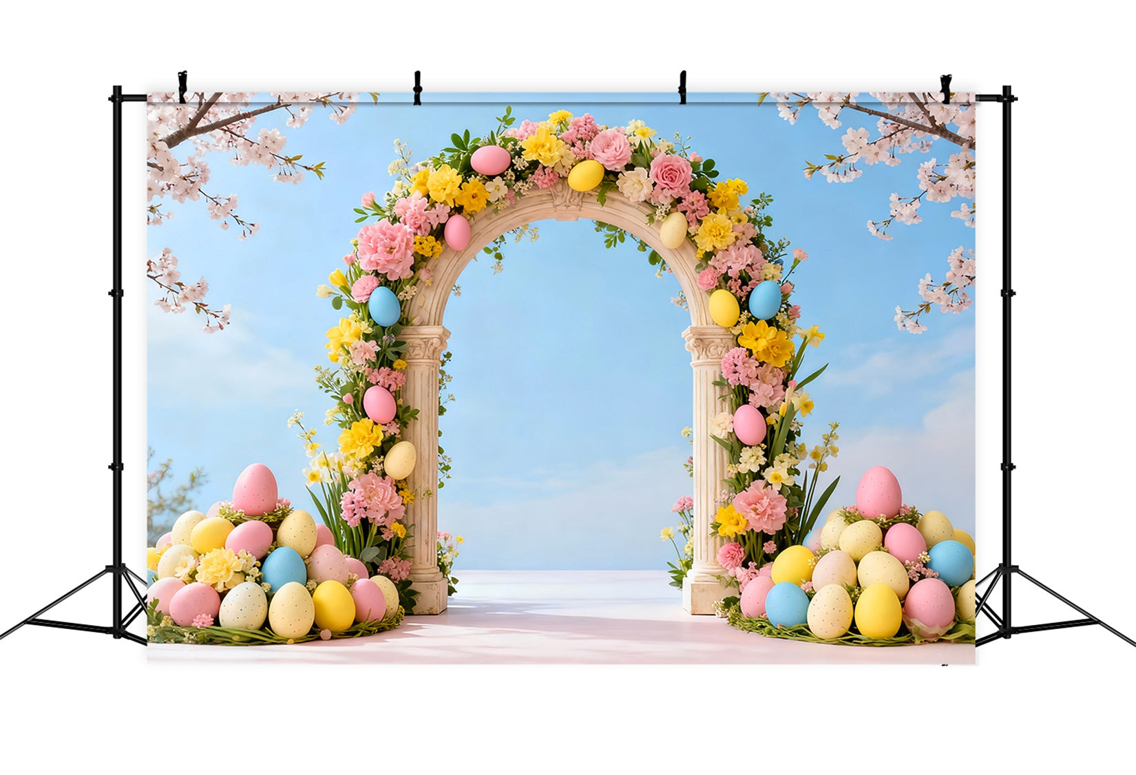 Easter Egg Backdrop Spring Cherry Floral Archway Photography Backdrops Easter UK LXX61-36