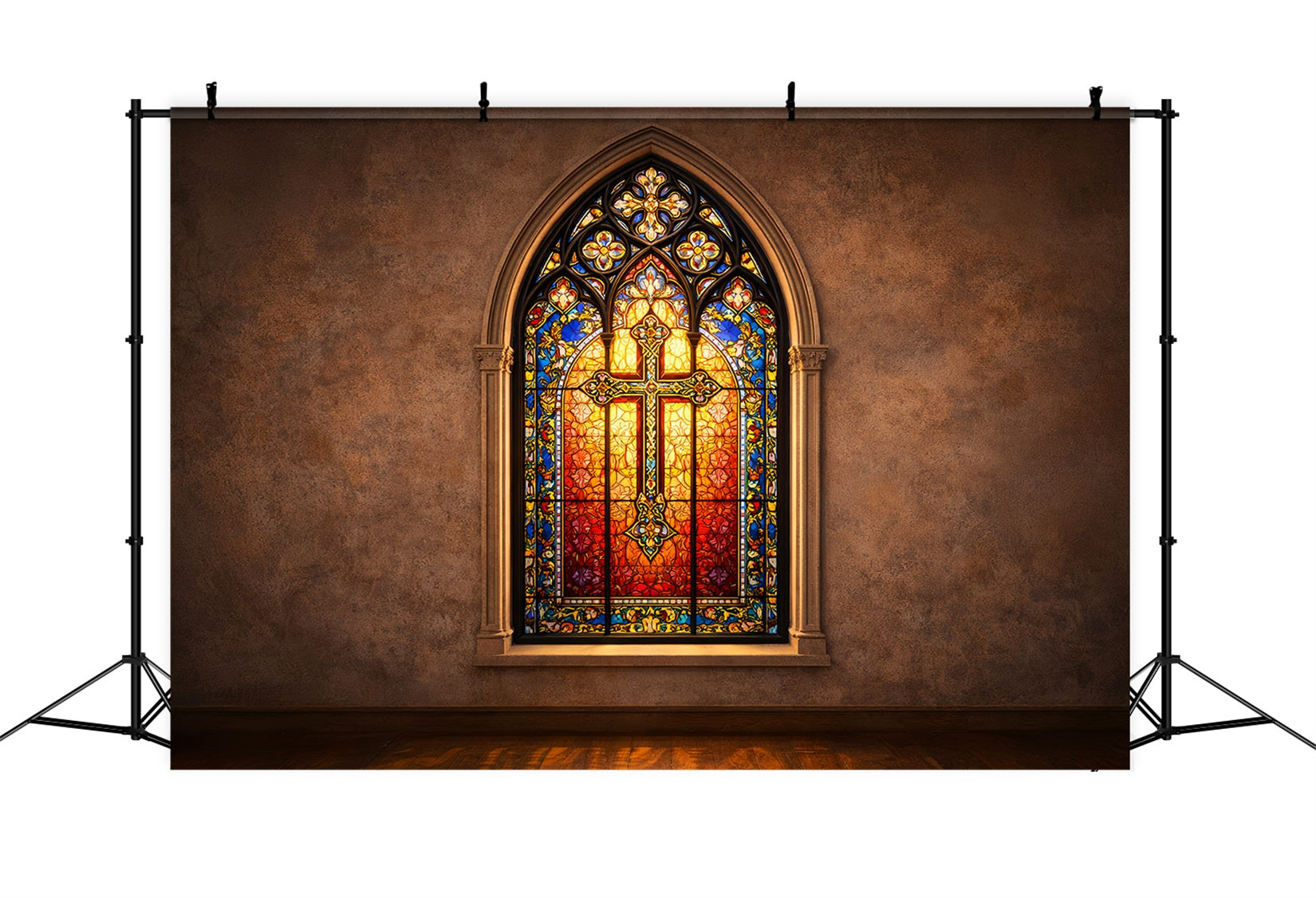 Church Easter Photo Backdrop Ideas Cathedral Stained Glass Cross 10x10 Easter Backdrops UK LXX61-42