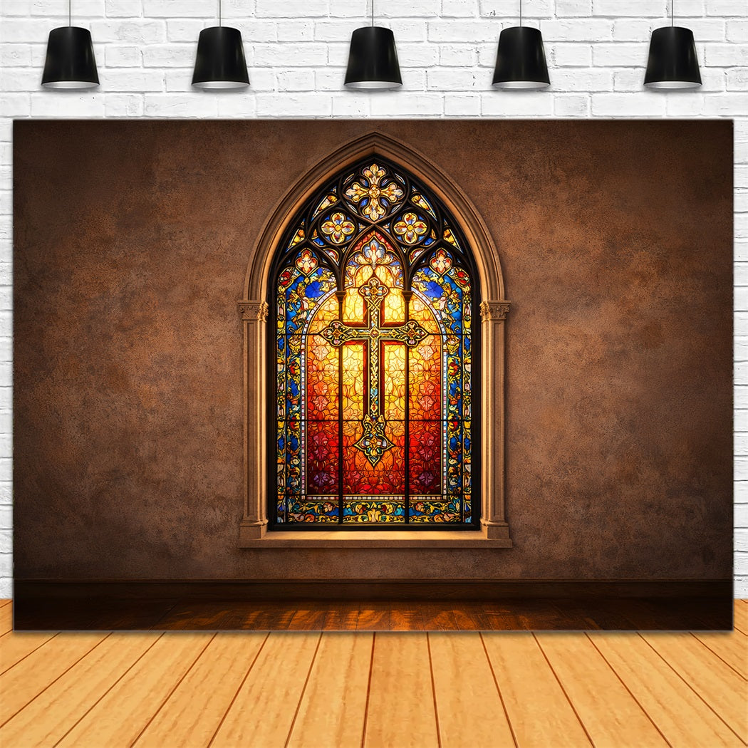 Church Easter Photo Backdrop Ideas Cathedral Stained Glass Cross 10x10 Easter Backdrops UK LXX61-42