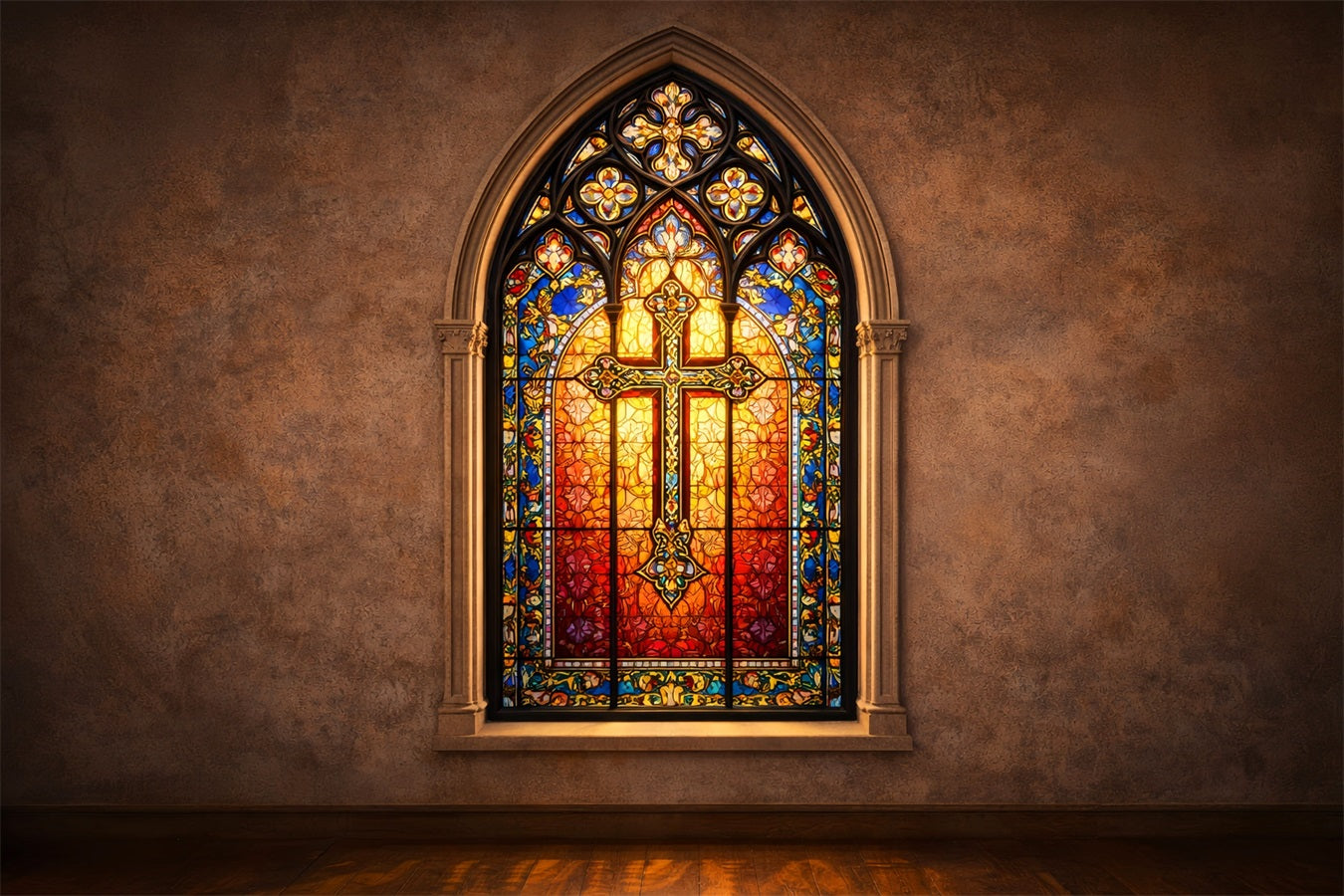 Church Easter Photo Backdrop Ideas Cathedral Stained Glass Cross 10x10 Easter Backdrops UK LXX61-42