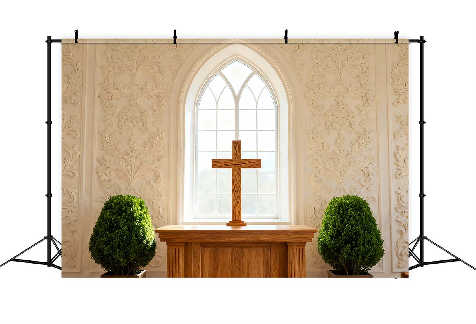 Church Easter Backdrop Classic Altar Cross Arched Window Easter Backdrop 10x10 UK LXX61-44