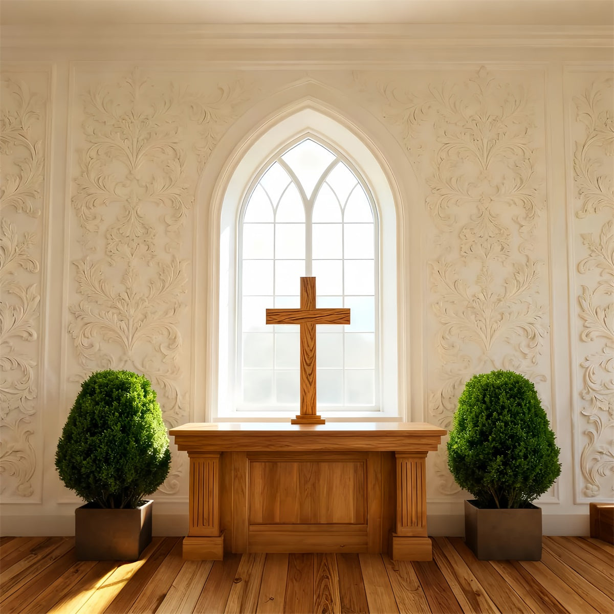 Church Easter Backdrop Classic Altar Cross Arched Window Easter Backdrop 10x10 UK LXX61-44