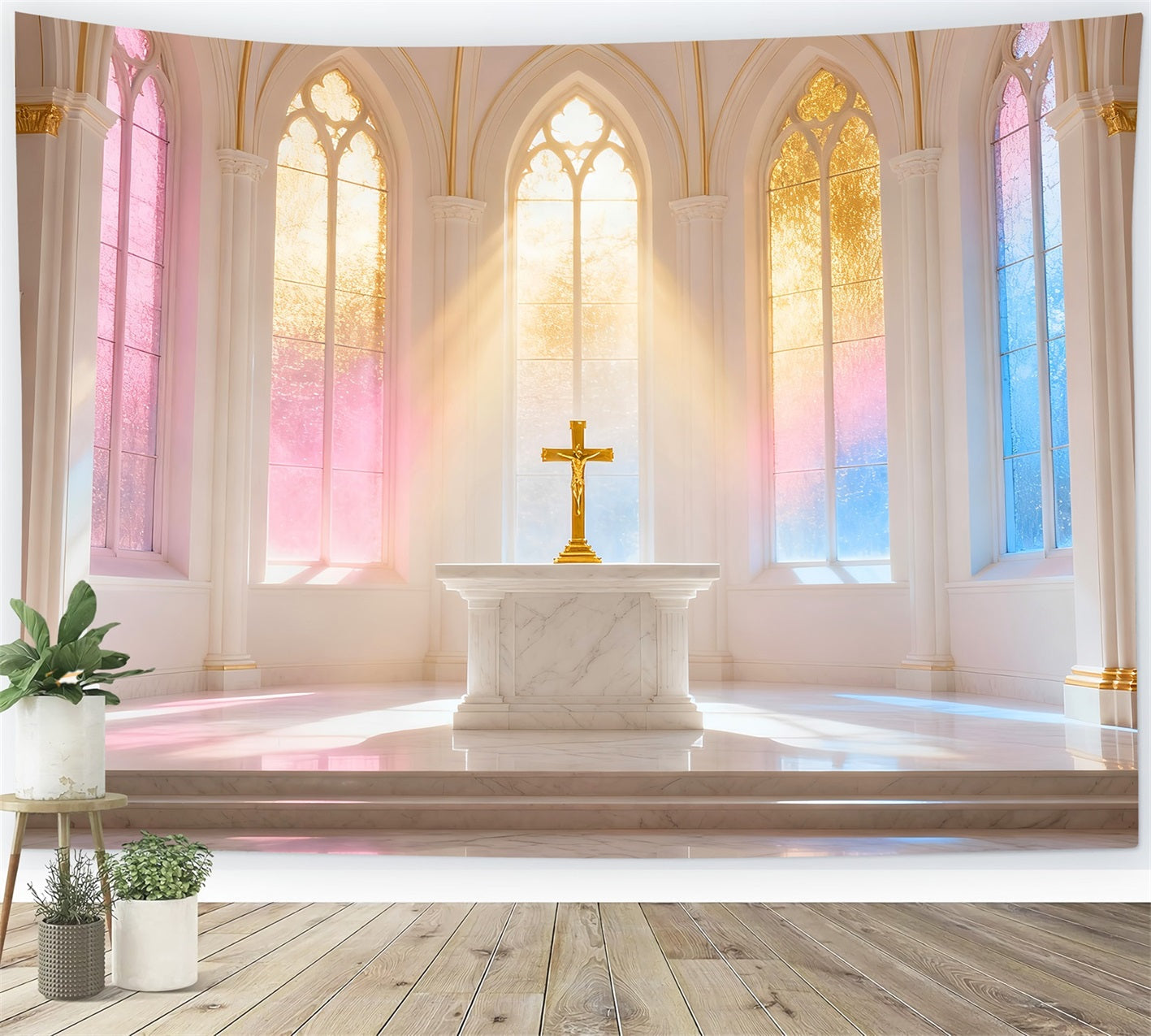 Church Easter Photo Backdrop Ideas Pastel Radiant Church Cross Easter Backdrop 8x8 UK LXX61-49