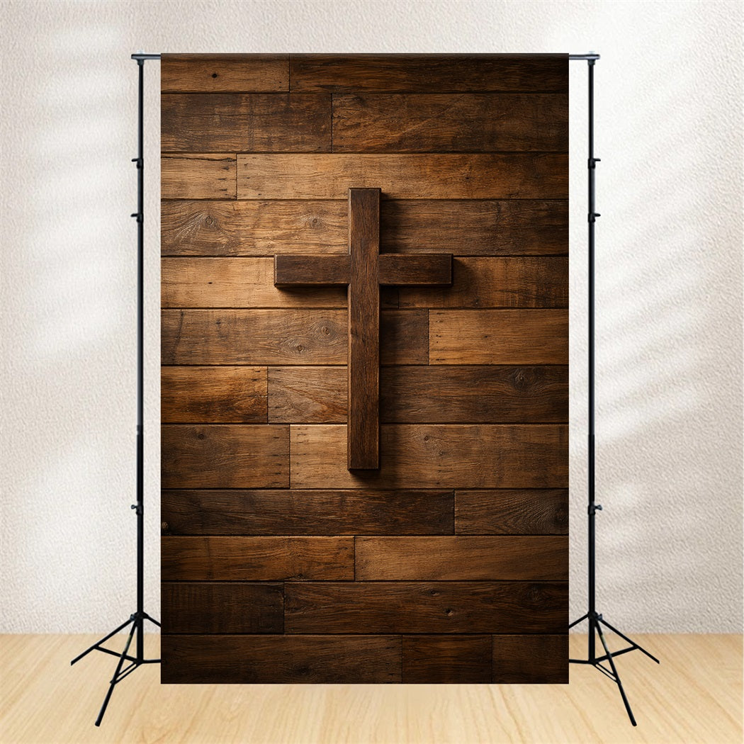 Christian Easter Backdrops Rustic Wooden Cross Wall Photo Backdrops Easter UK LXX61-50