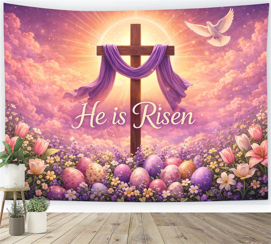 Easter Church Backdrops He Is Risen Radiant Cross Easter Photography Backdrop Ideas UK LXX61-55