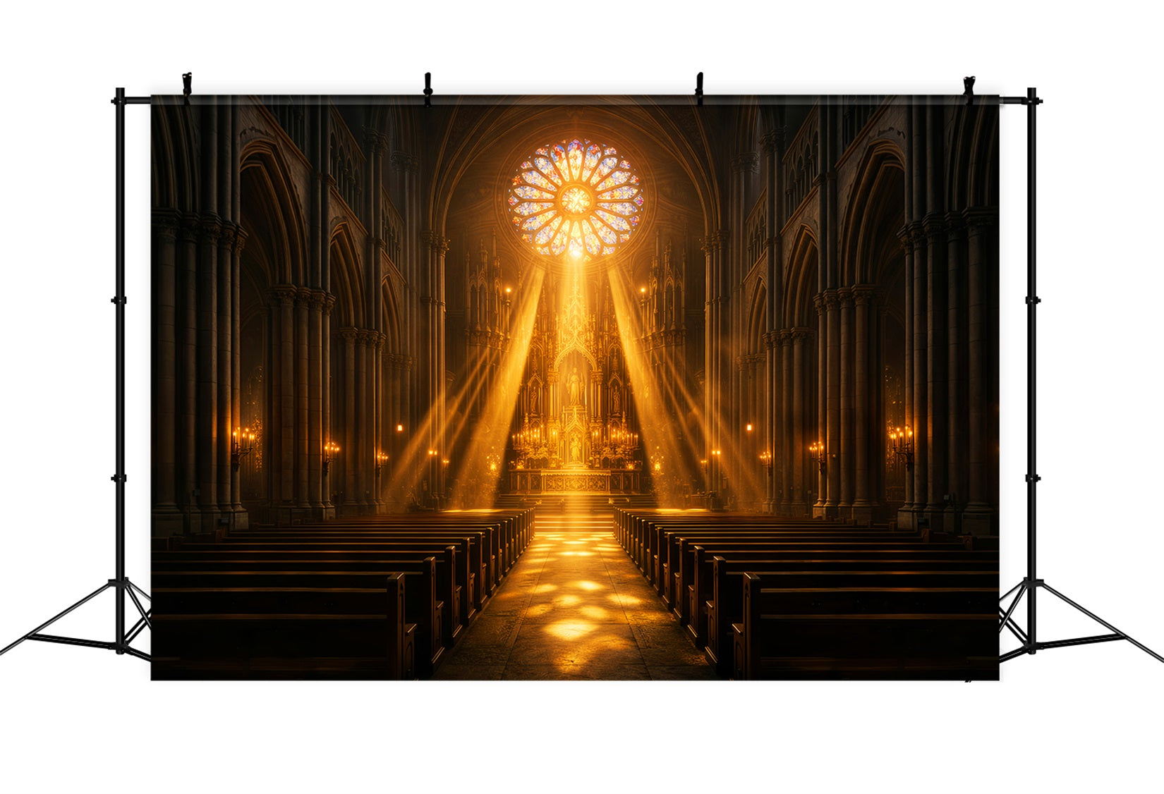 Easter Photo Backdrop Church Golden Cathedral Light Rays Simple Easter Photo Backdrop UK LXX61-61