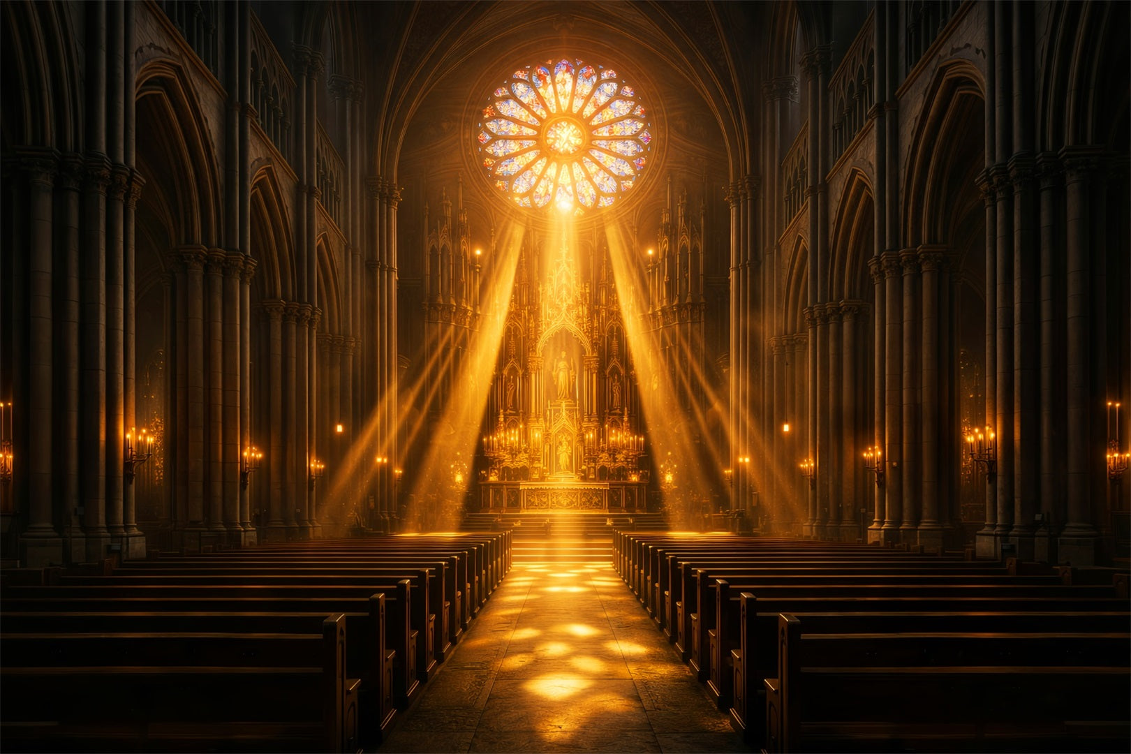 Easter Photo Backdrop Church Golden Cathedral Light Rays Simple Easter Photo Backdrop UK LXX61-61