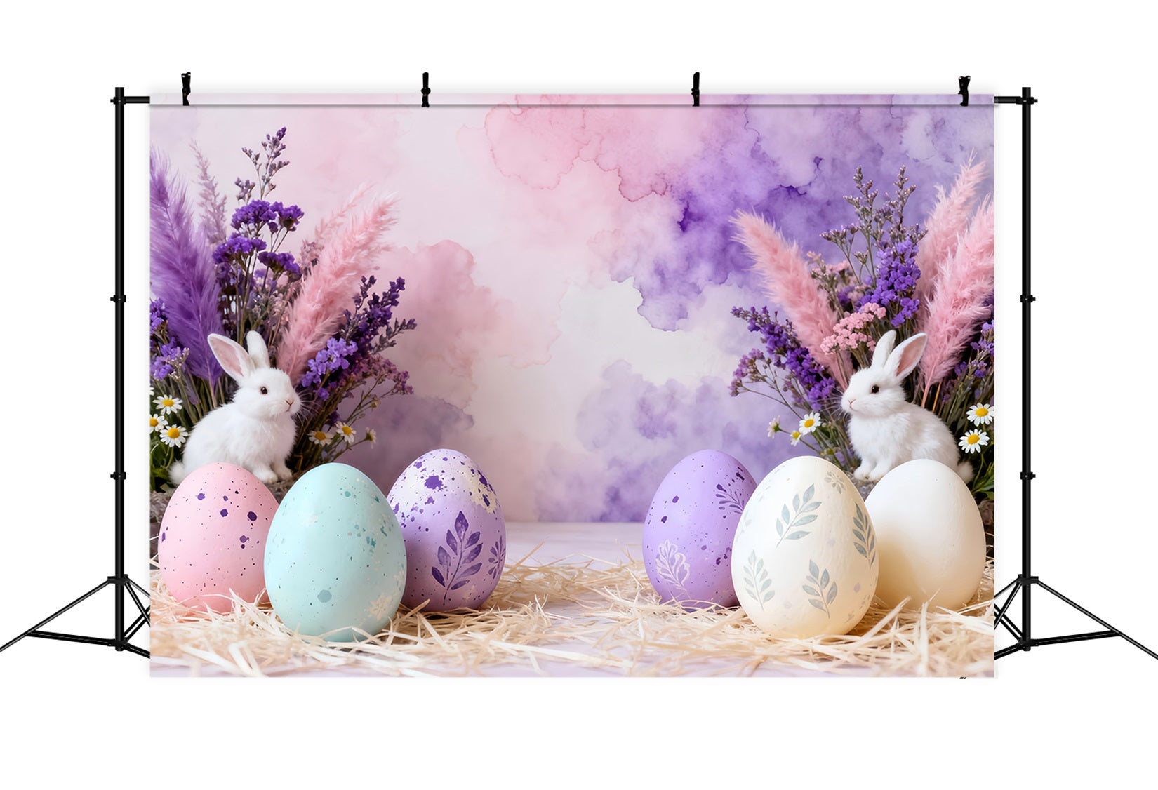 Easter Birthday Backdrop Pastel Bunny Egg Stilllife Easter Party Backdrop UK LXX61-64