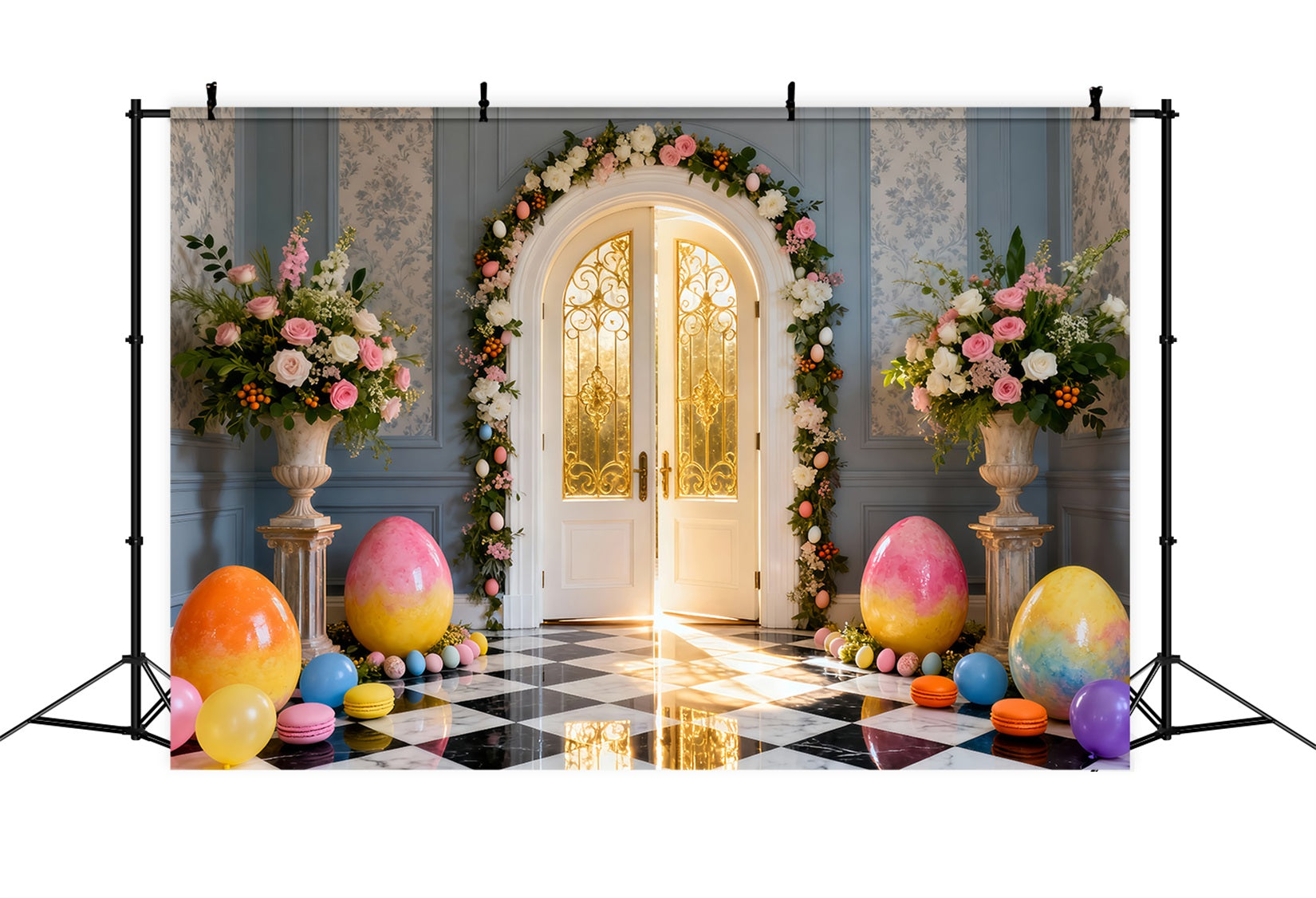 Easter Sunday Backdrop Ideas Golden Archway Egg Hall Easter Photography Backdrop Ideas UK LXX61-65