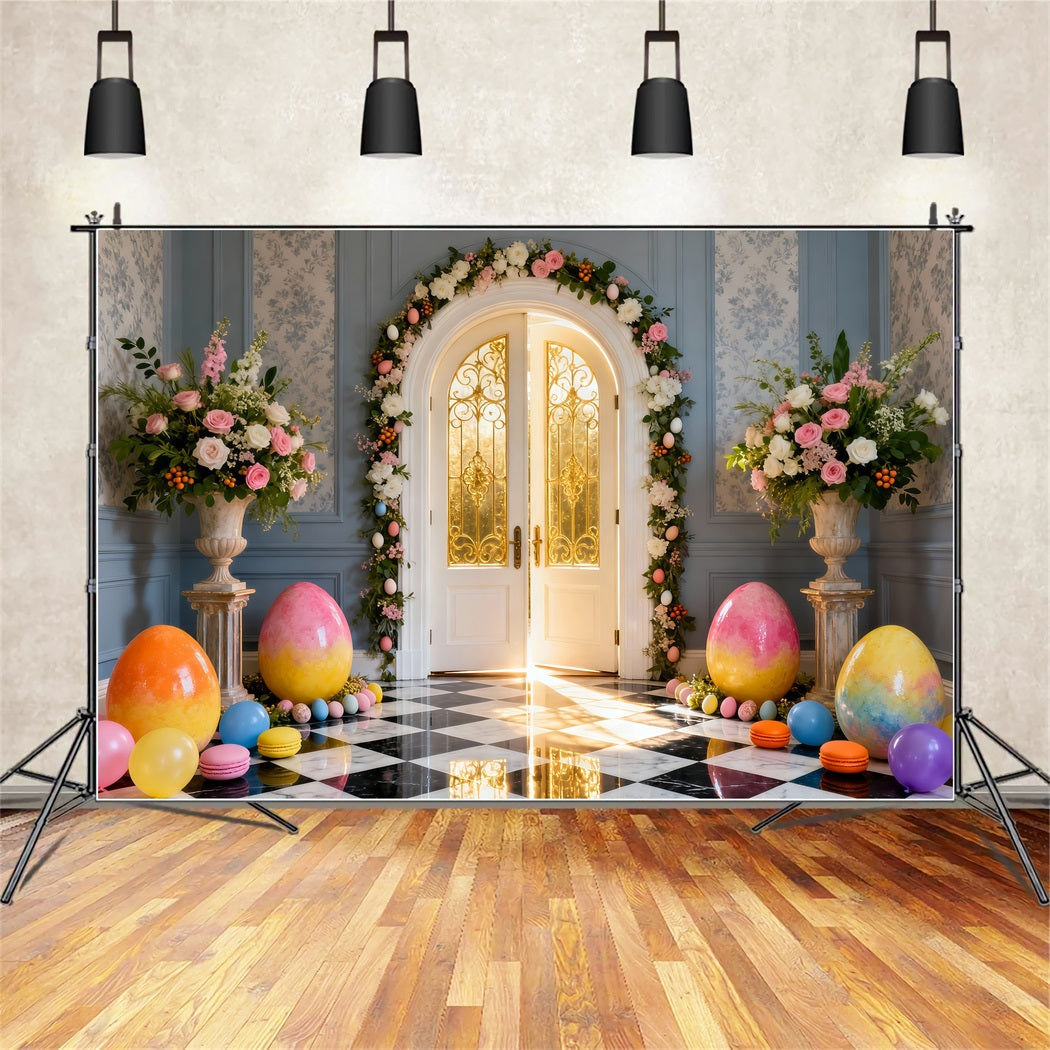 Easter Sunday Backdrop Ideas Golden Archway Egg Hall Easter Photography Backdrop Ideas UK LXX61-65