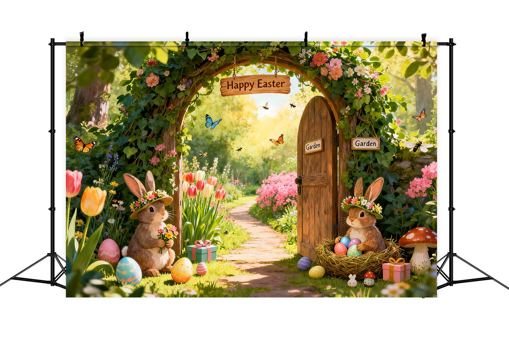 Easter Bunny Backdrops Enchanted Garden Flower Arch Photo Shoot Easter Backdrop UK LXX61-74