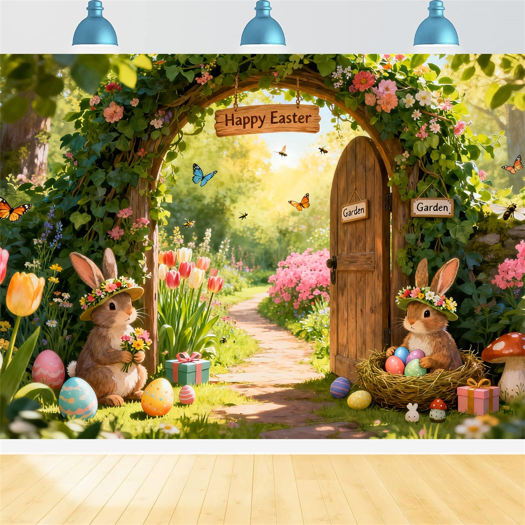 Easter Bunny Backdrops Enchanted Garden Flower Arch Photo Shoot Easter Backdrop UK LXX61-74