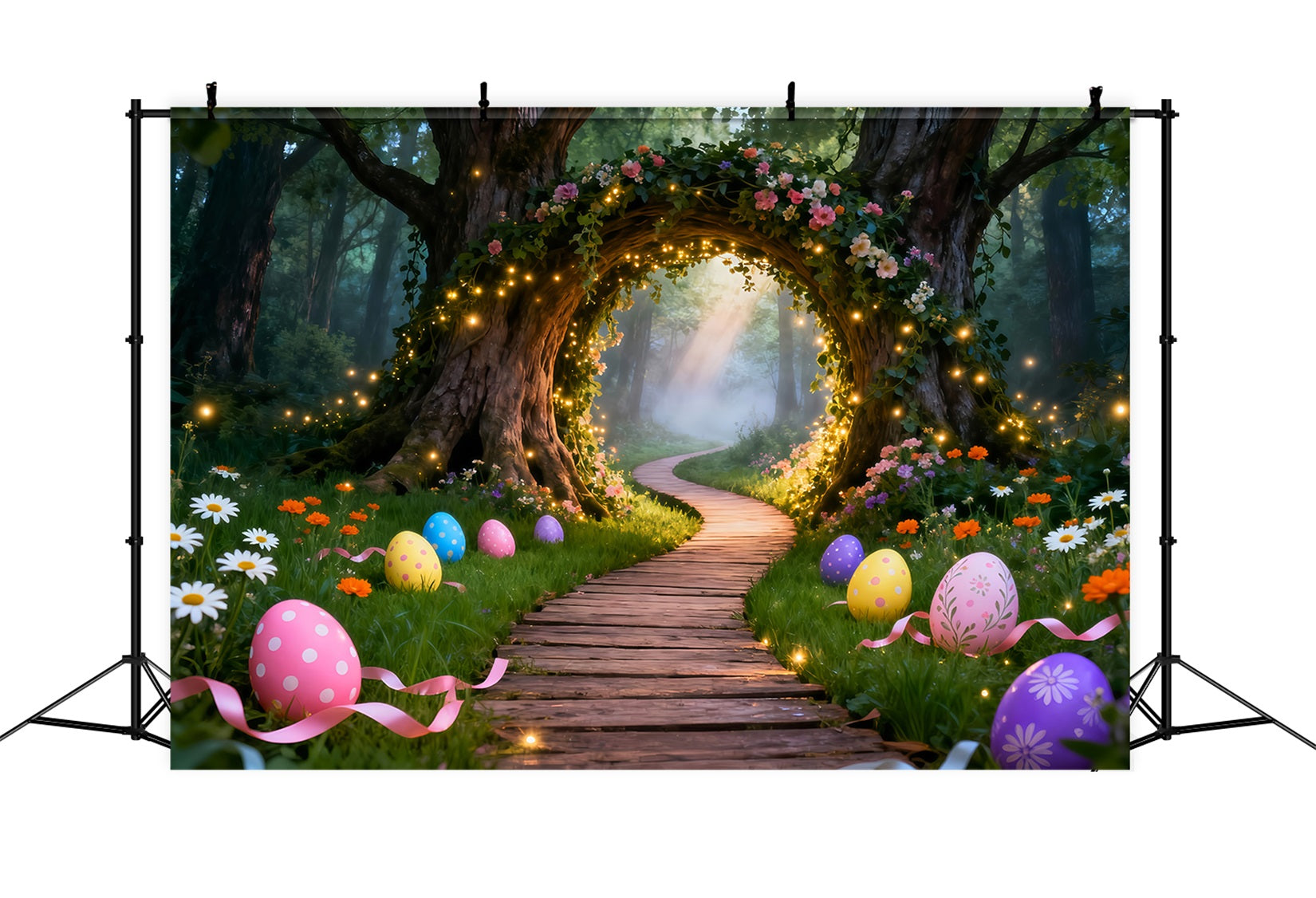 Easter Egg Backdrop Enchanted Forest Lighted Arch Path Outdoor Easter Backdrop Ideas UK LXX61-75