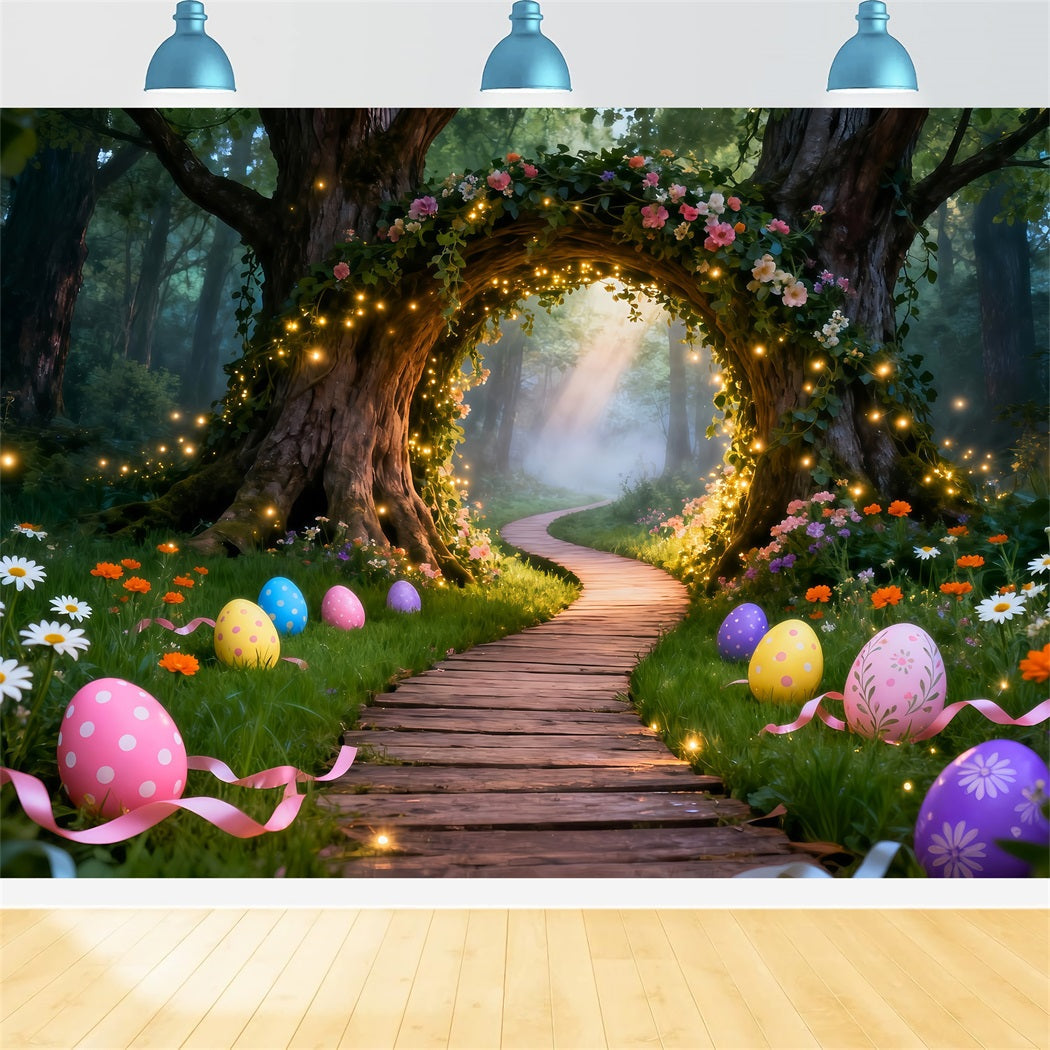 Easter Egg Backdrop Enchanted Forest Lighted Arch Path Outdoor Easter Backdrop Ideas UK LXX61-75