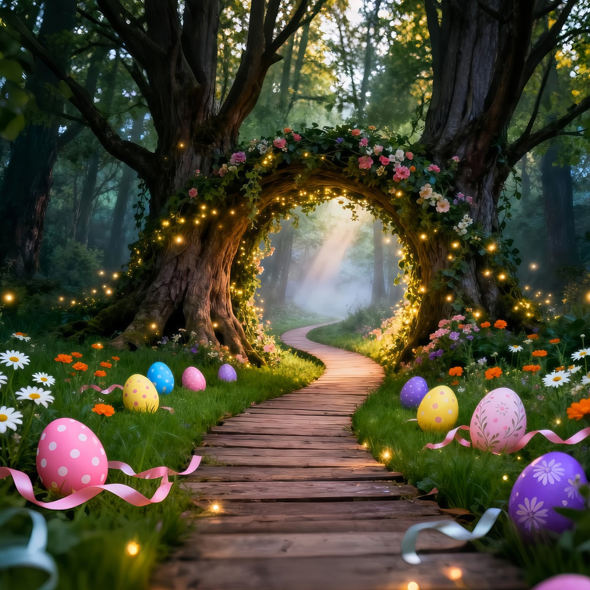 Easter Egg Backdrop Enchanted Forest Lighted Arch Path Outdoor Easter Backdrop Ideas UK LXX61-75