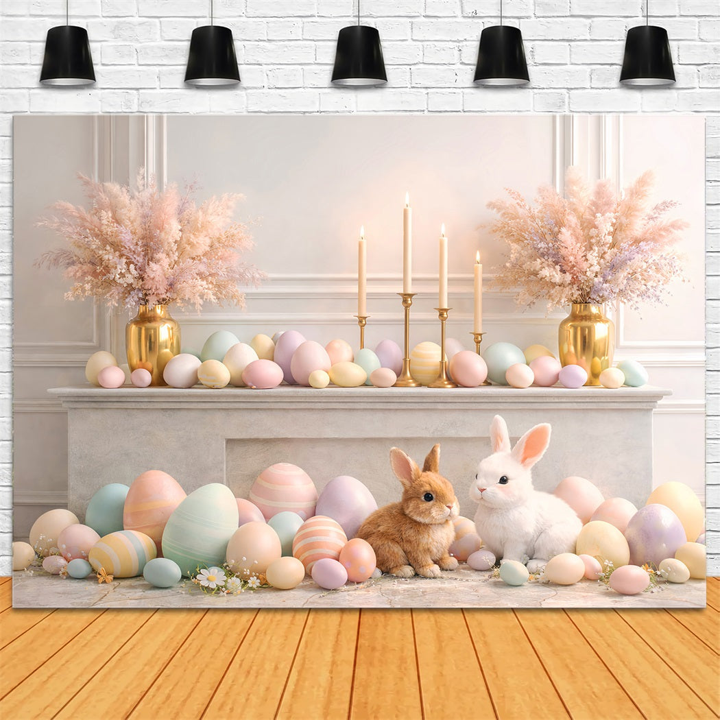 Easter Eggs Backdrop Elegant Mantel Bunny Retro Wall Easter Backdrop Photo UK LXX61-86