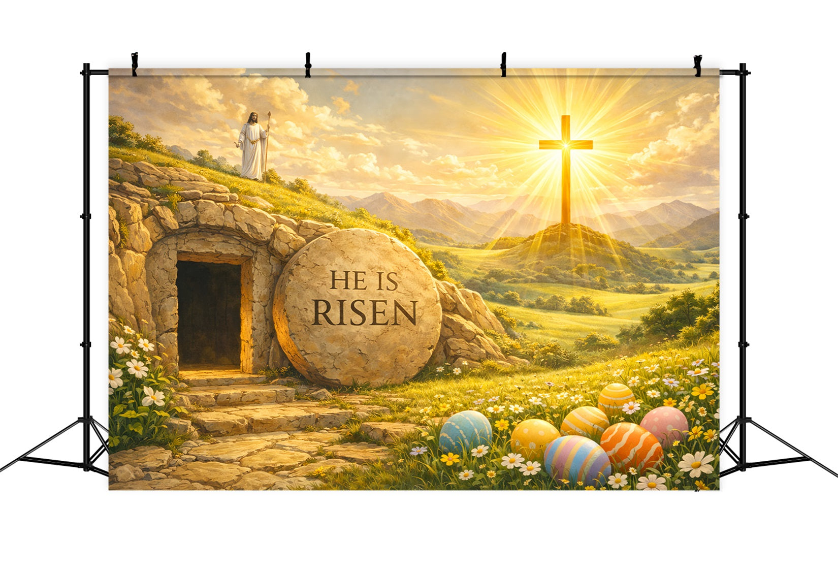 Easter Tomb Backdrops He is Risen Resurrection Cross Easter Photoshoot Backdrop Ideas UK LXX61-88