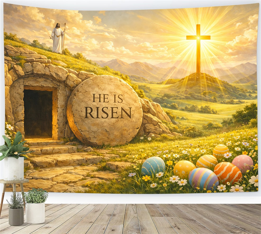 Easter Tomb Backdrops He is Risen Resurrection Cross Easter Photoshoot Backdrop Ideas UK LXX61-88