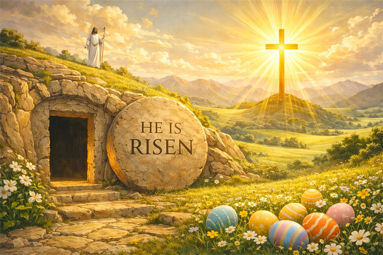 Easter Tomb Backdrops He is Risen Resurrection Cross Easter Photoshoot Backdrop Ideas UK LXX61-88