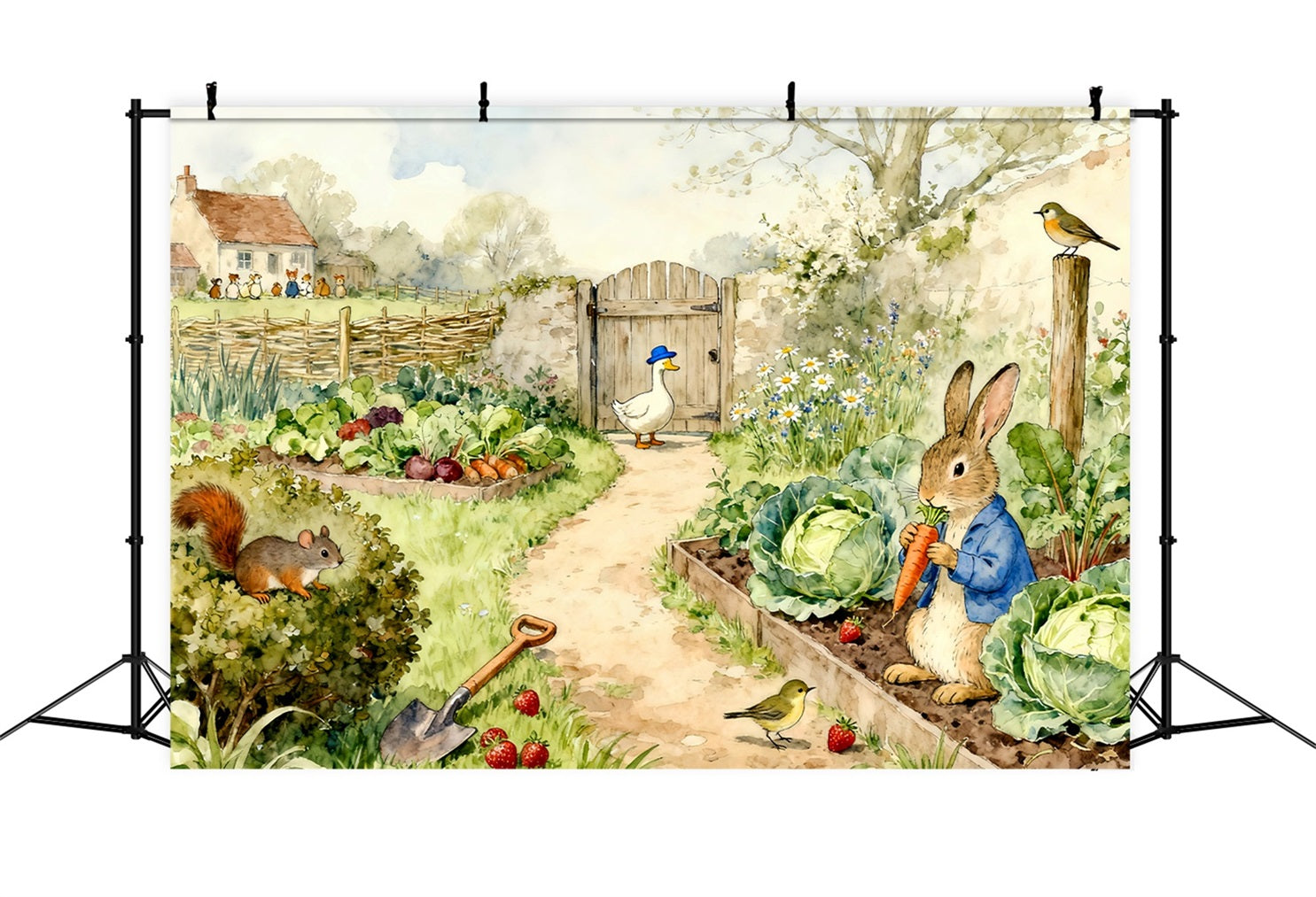 Peter Rabbit Photography Backdrop Storybook Garden Bunny Harvest Easter Backdrop Photo UK LXX61-90
