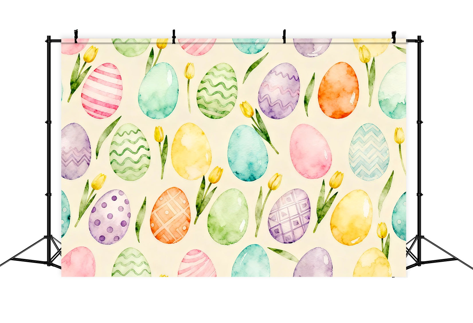 Egg Backdrop Watercolor Pastel Tulip Pattern Easter Backdrop UK LXX61-92