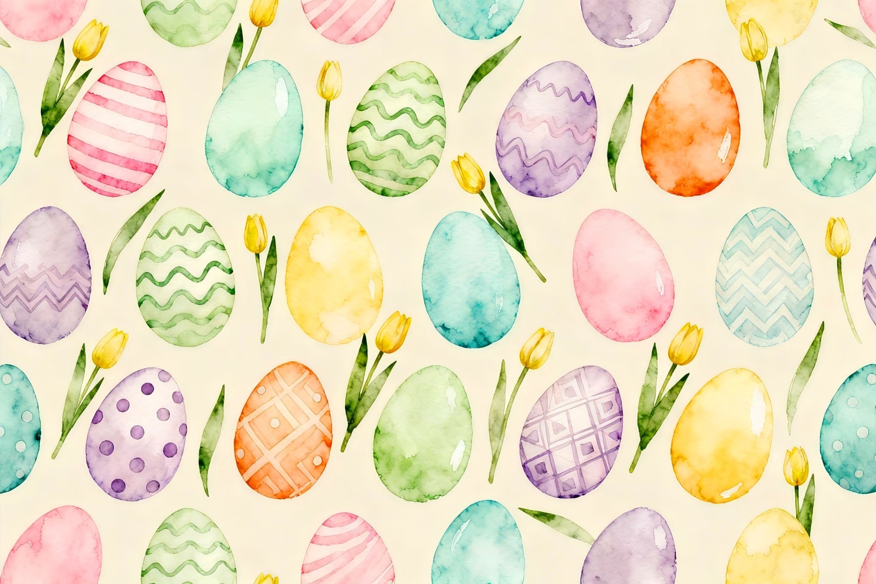 Egg Backdrop Watercolor Pastel Tulip Pattern Easter Backdrop UK LXX61-92