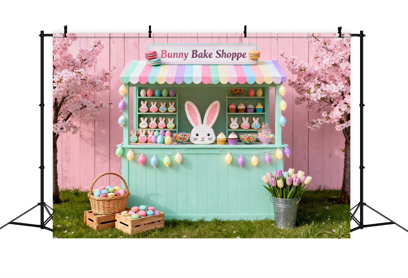Bunny Backdrop Bake Shoppe Dessert Stall Easter Photo Backdrop UK LXX61-93