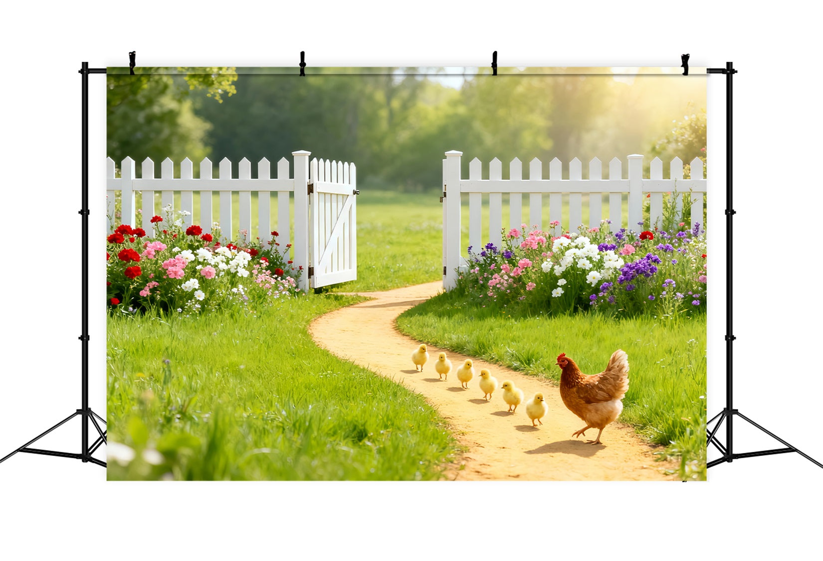 Baby Chick Backdrop Sunny Garden Wildflower Bouquet Easter Backdrop Ideas UK LXX61-95