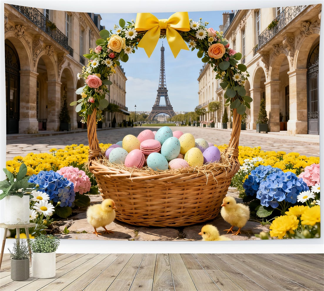 Baby Chick Backdrop Paris Floral Egg Basket Easter Backdrop Ideas UK LXX61-96